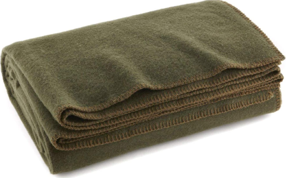 Olive Drab Green Warm Wool Fire Retardant Blanket